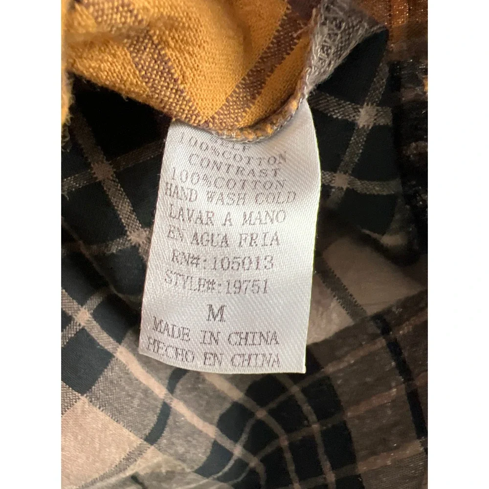 Savanna Jane Button Down Shirt Womens Medium Brown Plaid Patchwork Mixed Media - Picture 3 of 8